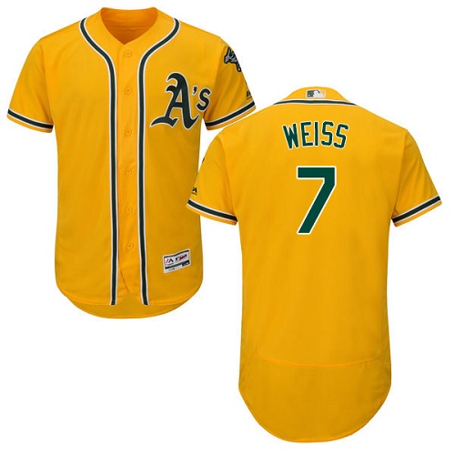 Athletics #7 Walt Weiss Gold Flexbase Authentic Collection Stitched MLB Jersey